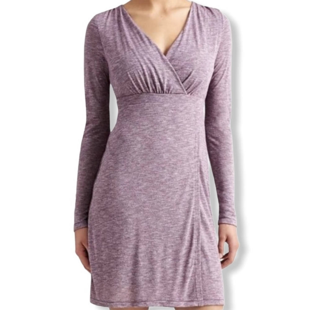 Athleta Dress Wrap It Up V Neck Knit Stretch Womens XS Long Sleeve